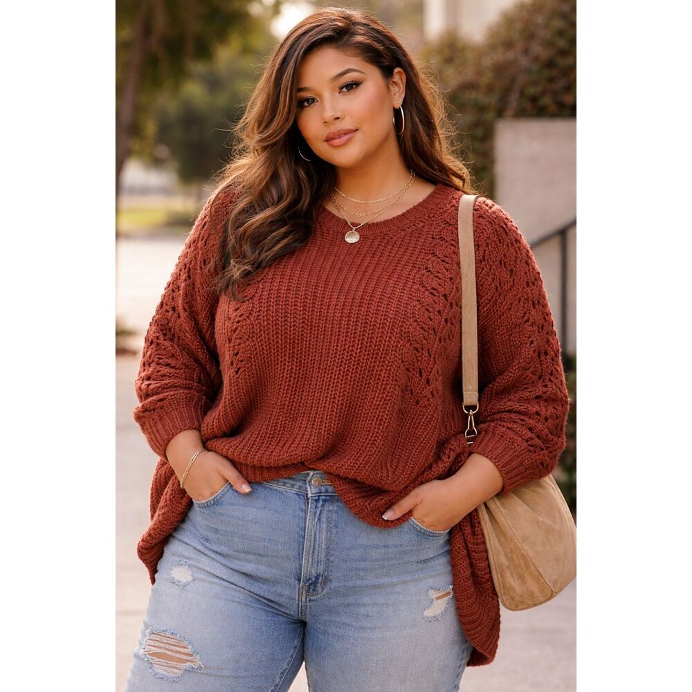 NWT Anthropologie PILCRO Devenne Pointelle Pullover Sweater Women's Plus Size 1X